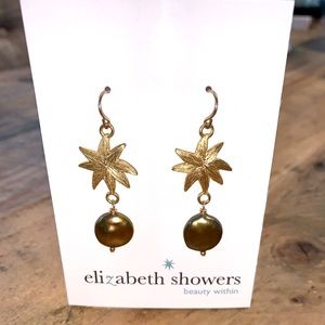 NWOT Elizabeth Showers Bronze Pearl Drop Earrings.